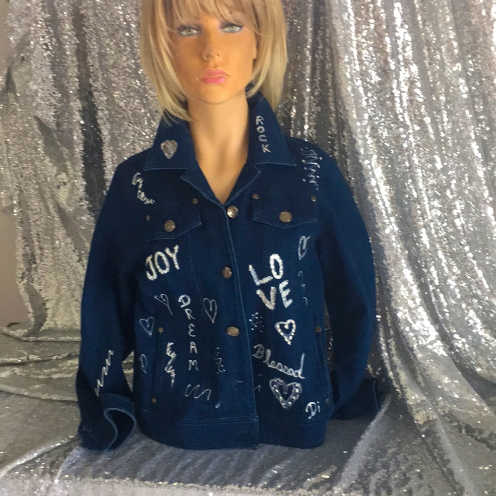 Denim embellished jacket